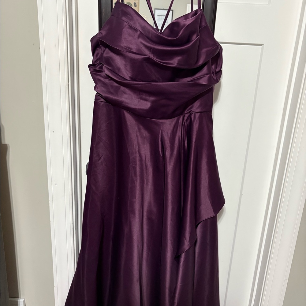 Elegant Purple Sleeveless Cowl Neck Prom Dress